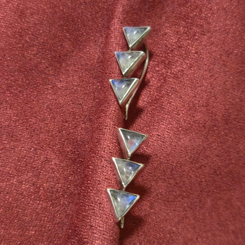 Silver Triangle Moonstone Earrings